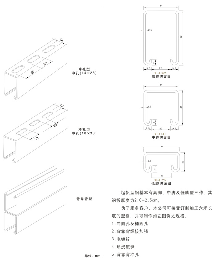 C型钢产品规格参数