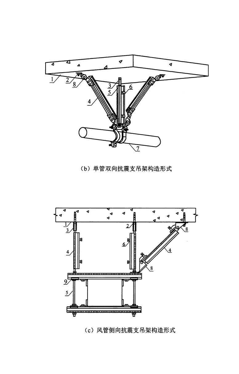 单管双向风管侧向吊架结构形式